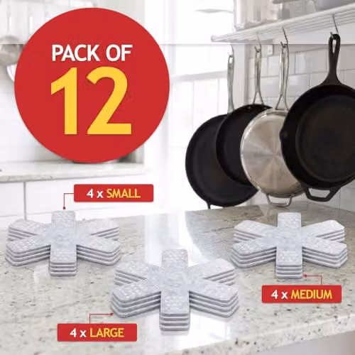 SPARES2GO Felt Stacking Protector Divider Liners for Cookware, Grey (Pack of 12) – 7