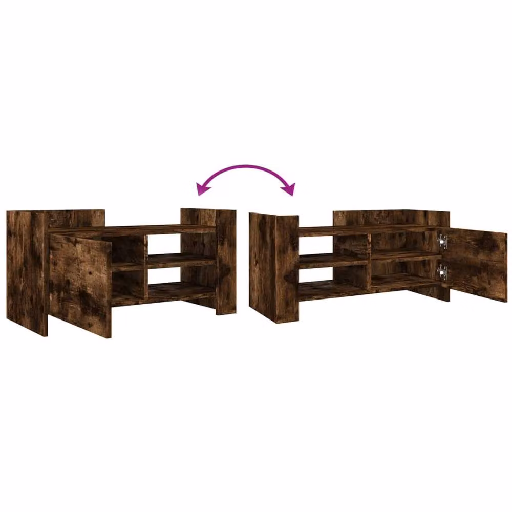 Berkfield Home Smoked Oak TV Cabinet in Brown, W/D/H: 80 x 35 x 40 cm – 4