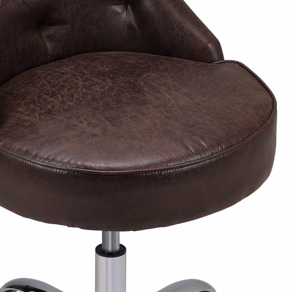 Garden Sanctuary Brown PU Leather Chesterfield Buttoned Swivel Office Chair – 4