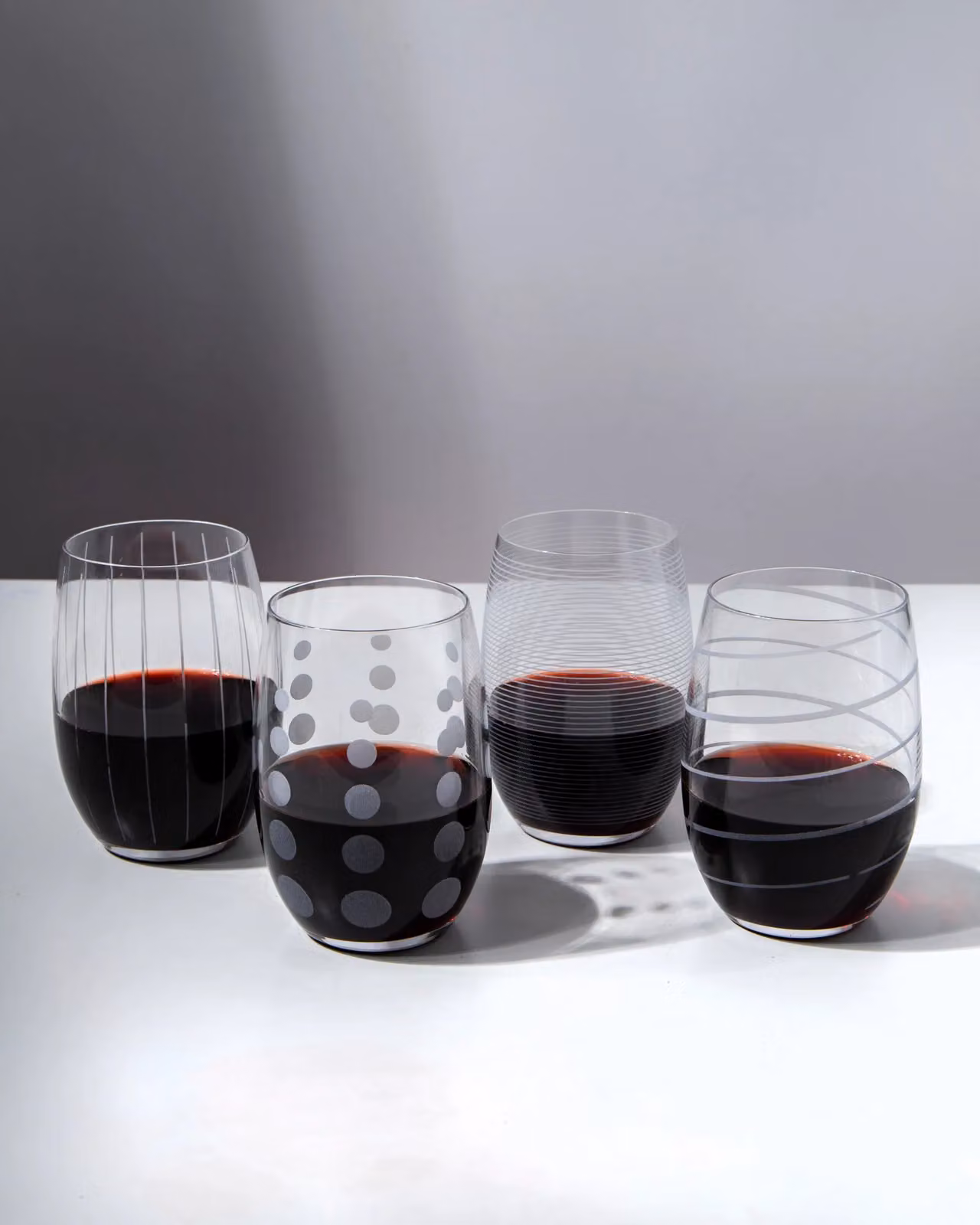 Mikasa Cheers Set of 4 Etched Crystal Stemless Wine Glasses in Transparent Clear – 2