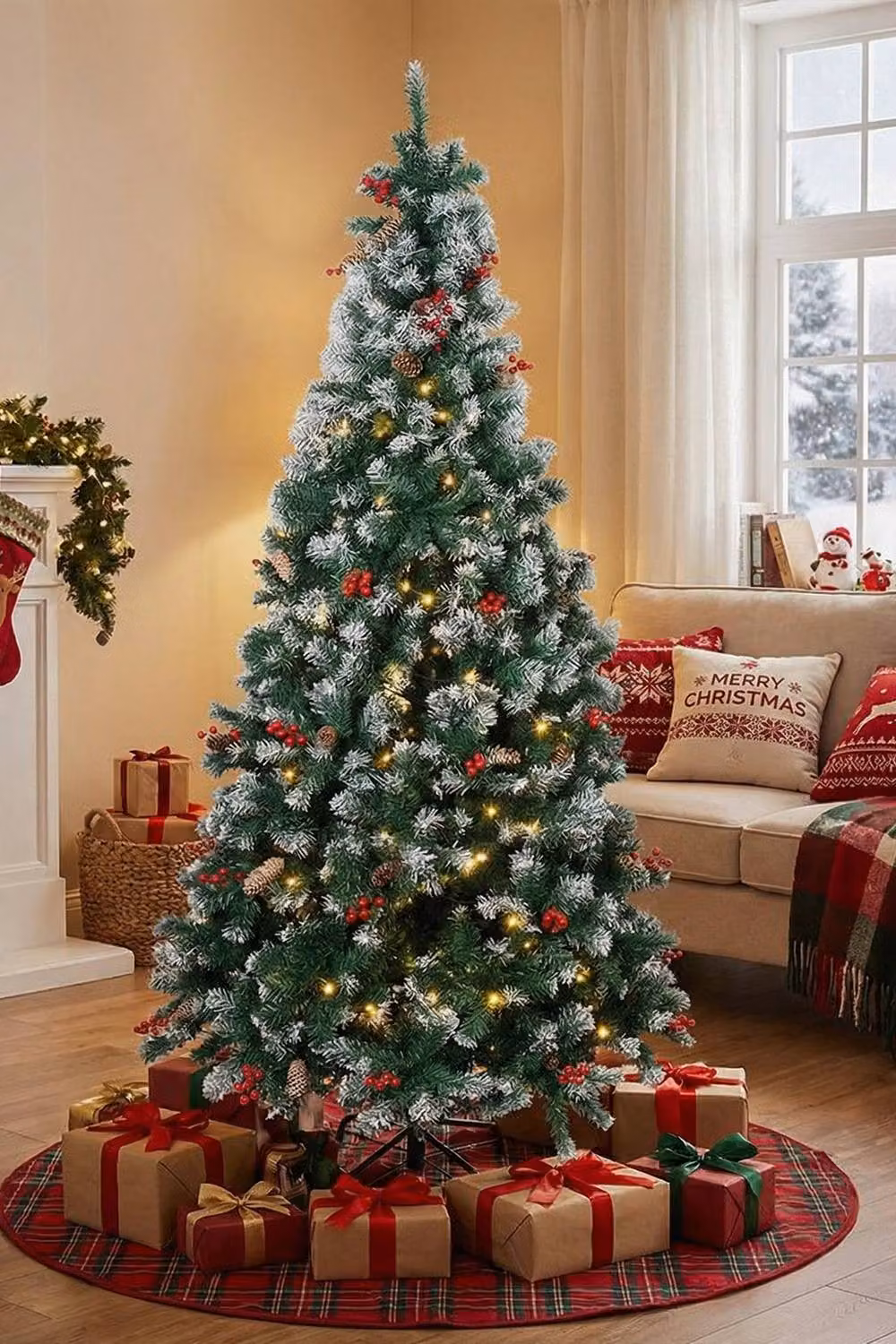 Living and Home Artificial Christmas Tree with Metal Stand, Green, Height: 180 cm – 2