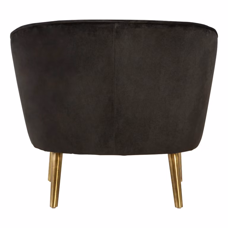 Louxor Living Black Velvet Mid Century Round Armchair with Gold Metal Legs