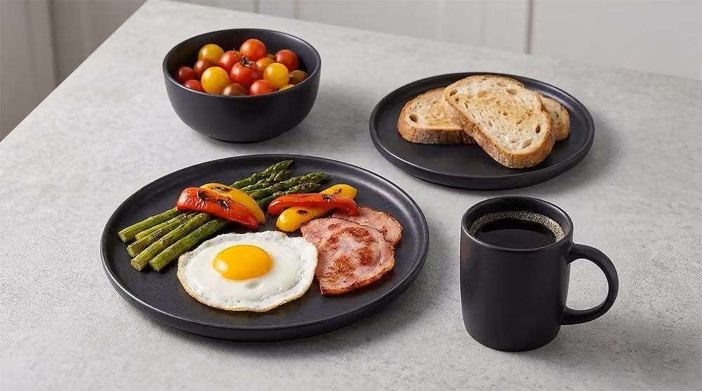 Simpa Époque 16 Piece Black Matt Glaze Stoneware Dinner Set – 5