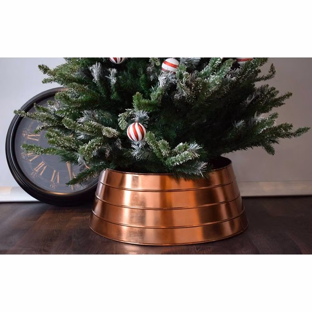 Lemon Pavilion Metal Christmas Tree Skirt in Brown and Bronze, W67 x D67 x H26 cm – 3