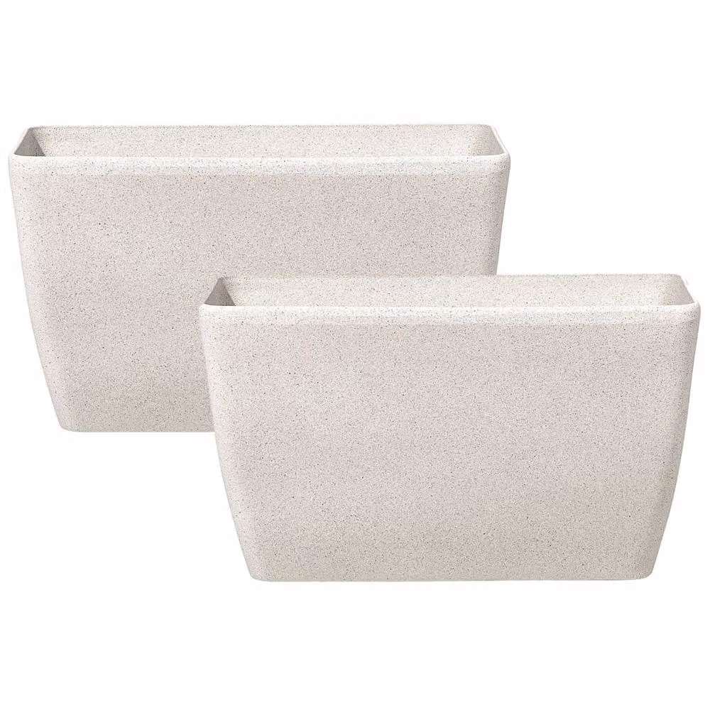 Wyld and Coco Beige Stone and Fibreglass Rectangular Planter Set – 2