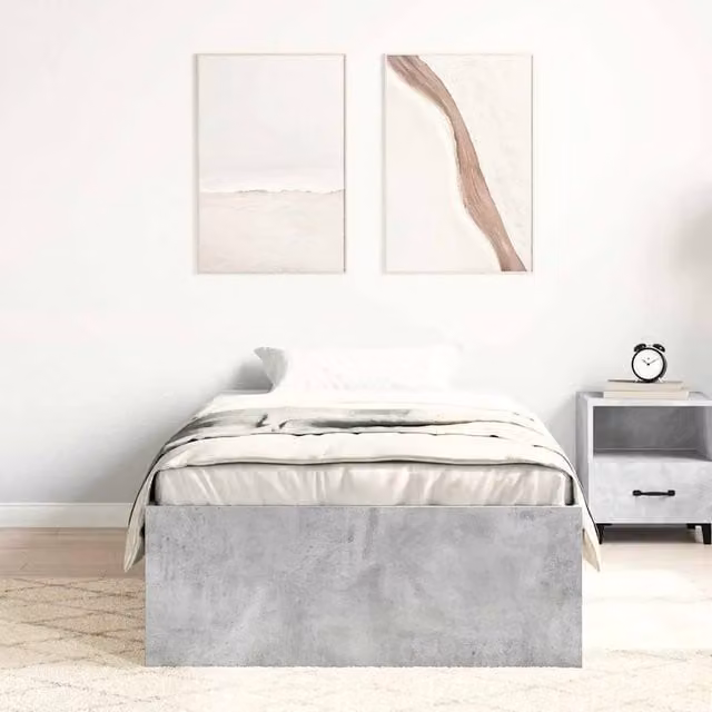 Berkfield Home Modern Bed Frame in Grey, W/D/H: 100 x 203 x 35 cm – 1