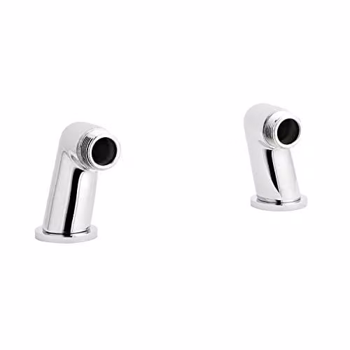 Nuie SX322 Modern Bathroom Round Inlet Leg in Chrome Silver, W/D/H: 7.7 x 4.7 x 0.67 cm