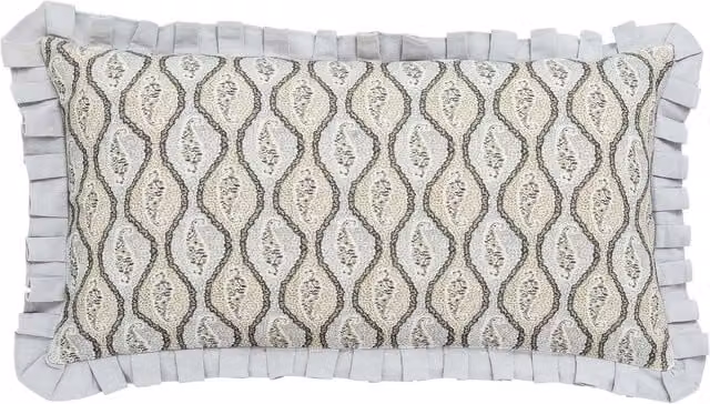 Bedeck of Belfast Clarence/Elena Floral Cotton Cushion, Silver/Green, W: 70 cm, D: 40 cm – 1
