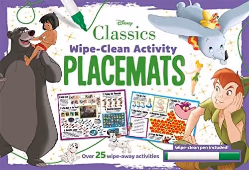 Disney Classics Wipe-Clean Activity Placemats for Children, Multicolour – 1
