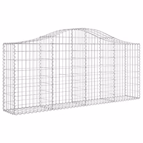 vidaXL 18-Piece Arched Gabion Baskets in Silver Galvanised Steel, W/D/H: 200 x 30 x 80/100 cm
