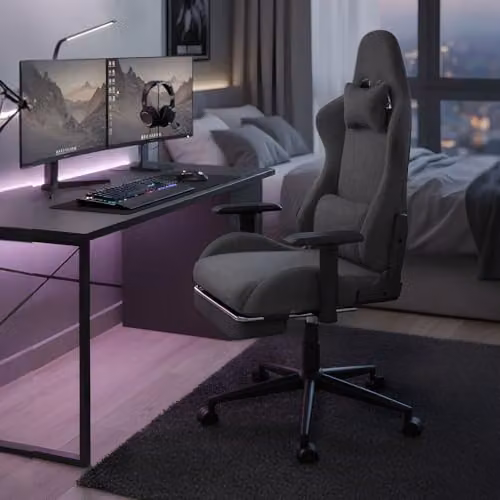 Levede Ergonomic Gaming Chair in Grey Microfibre with Footrest, Headrest and Lumbar Support for Adults – 7