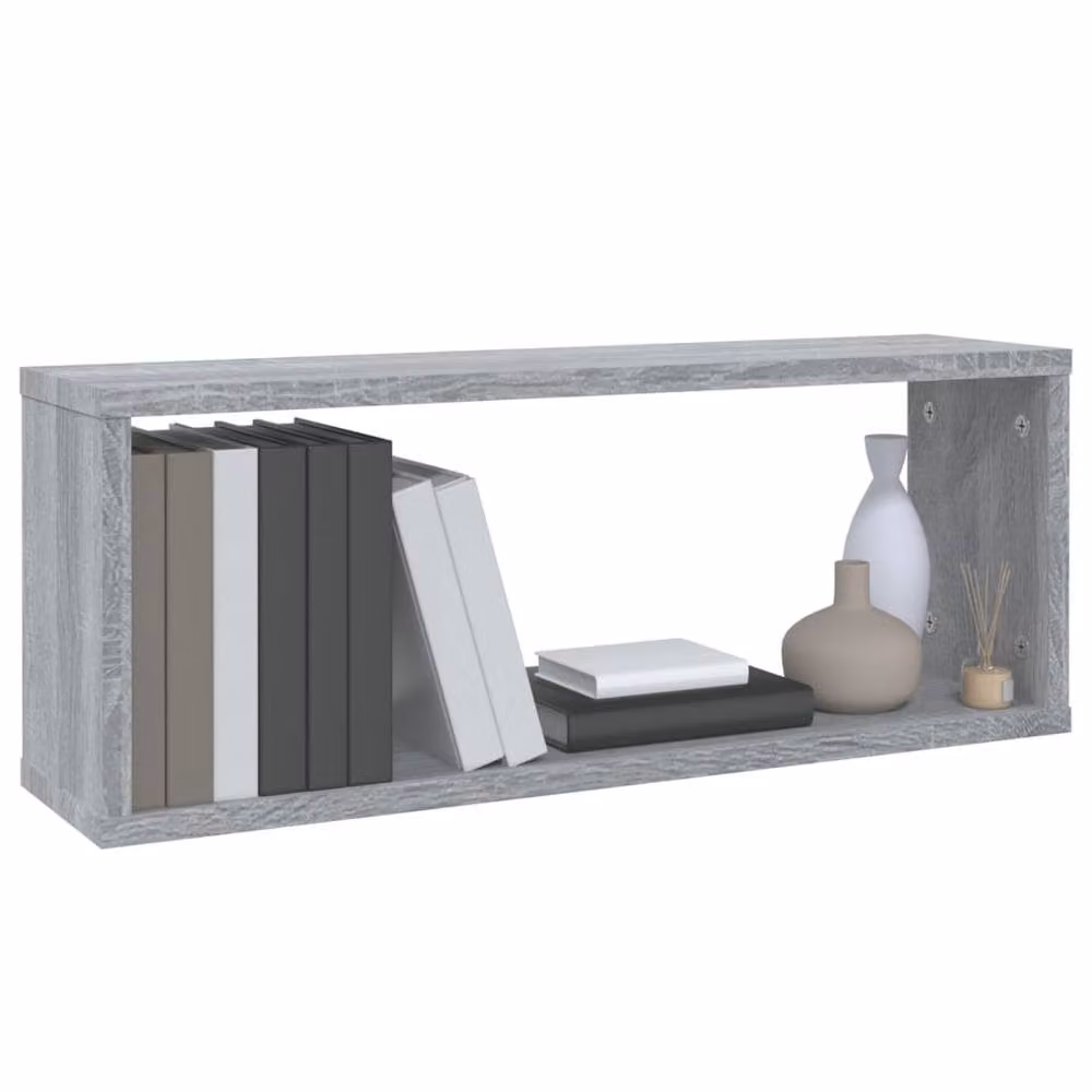 Berkfield Home Wall Cube Shelves, 6 Piece Set in Grey Sonoma, W: 60 cm, D: 15 cm, H: 23 cm – 3