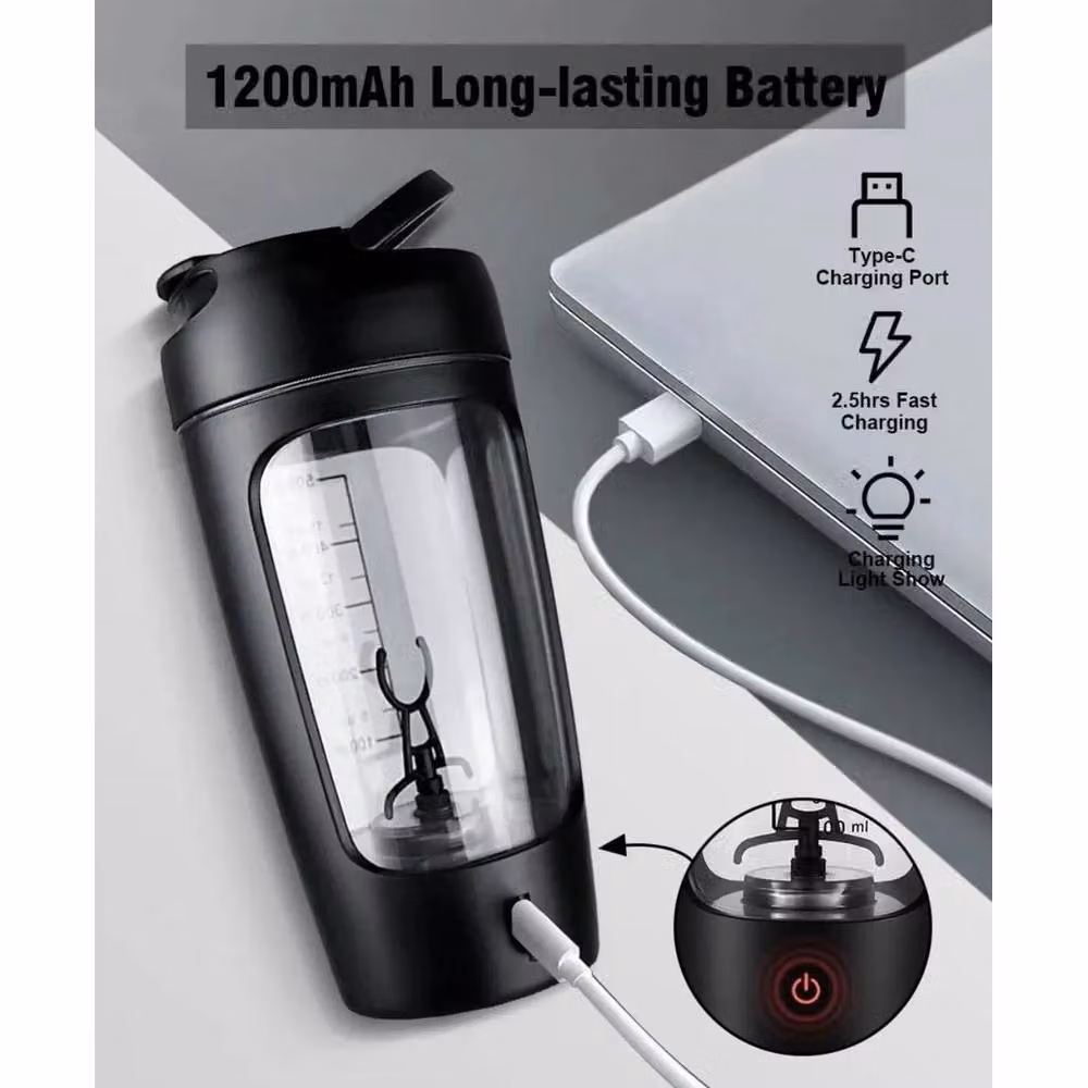 PAWNORA Electric Smart Protein Shaker Mixer Cup in Black – 3