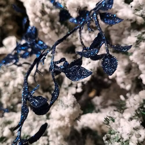 Samuel Alexander Midnight Blue Glitter Leaf Christmas Garland Decoration – 5