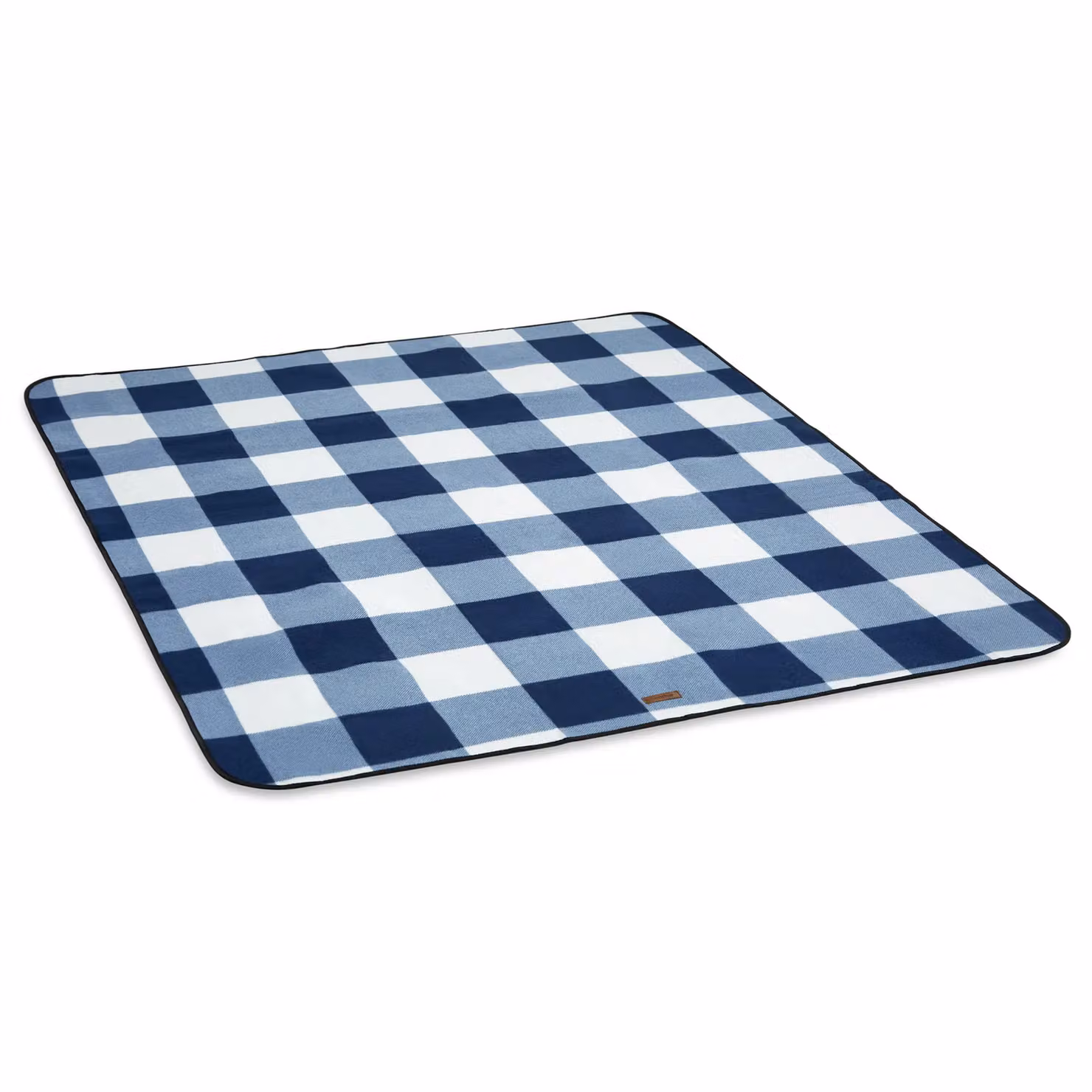 VonShef Blue and White Tartan Picnic Blanket with Waterproof Underside, W: 147 cm, D: 180 cm – 7