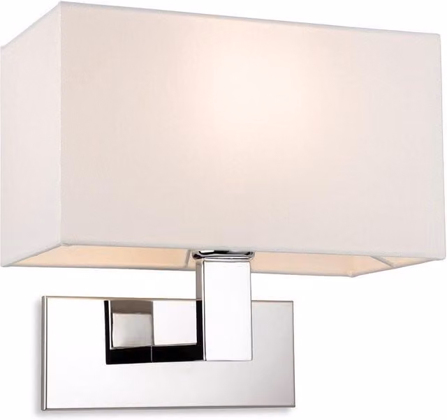 Netlighting Raffles Chrome Wall Lamp with Rectangular Grey Fabric Shade