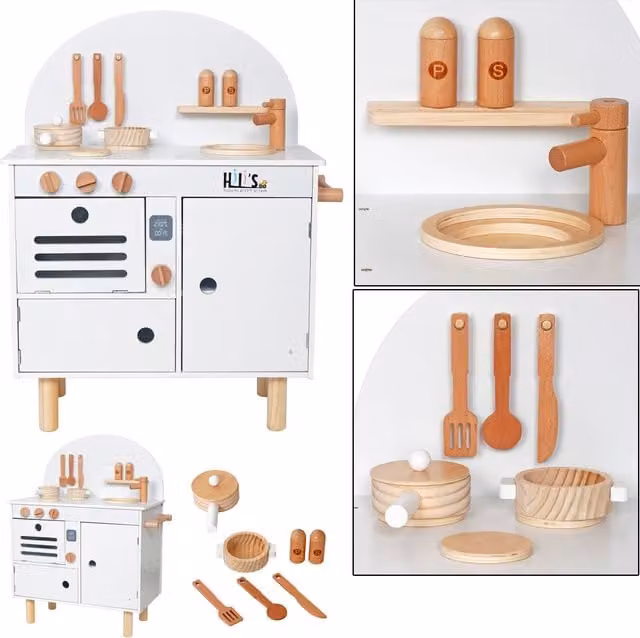 Hygrad Built to Survive Kids Wooden Cooking Playset in White and Green