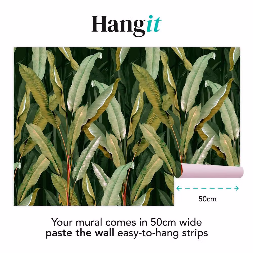 Superfresco Easy Banana Leaf Green and Pink Tropical Floral Wall Mural, W: 300 cm, H: 280 cm – 3