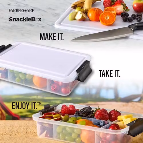 Farberware Multi-Purpose Food Storage Container with 11 Dividers and Chopping Board Lid, Transparent, W/D/H: 32.26 x 20 x 19.8 cm – 3