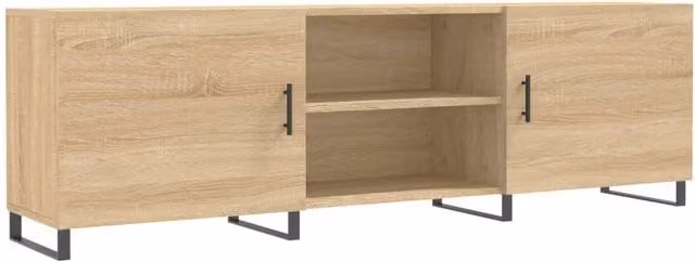 Berkfield Home Industrial Style TV Cabinet in Beige Sonoma Oak, W/D/H: 150 x 30 x 50 cm
