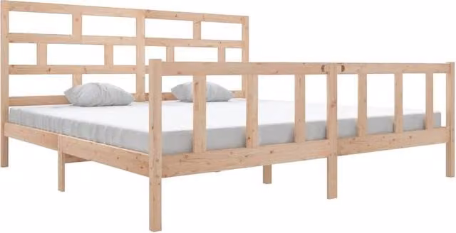 Berkfield Home Solid Wood Pine Bed Frame in Natural, 200 x 200 cm – 1