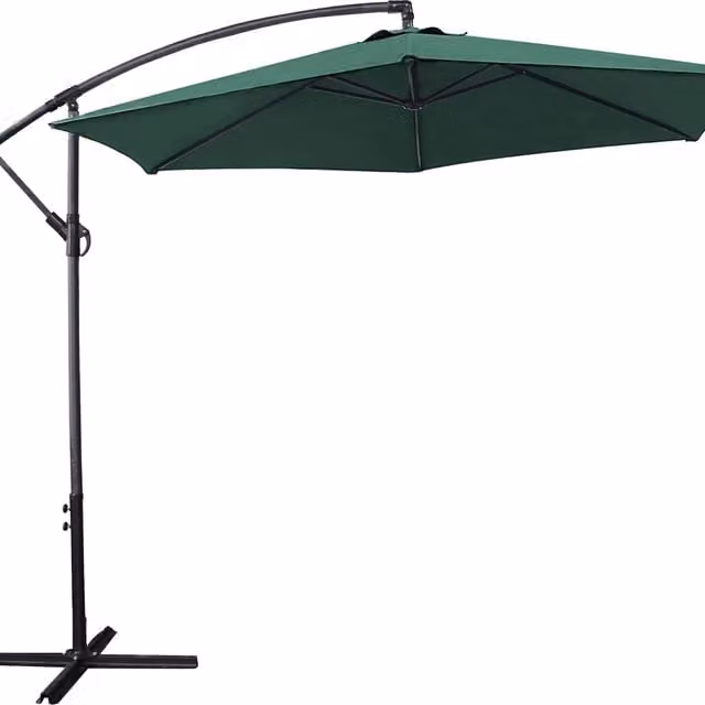 Groundlevel 3m Cantilever Banana Garden Parasol in Beige and Green