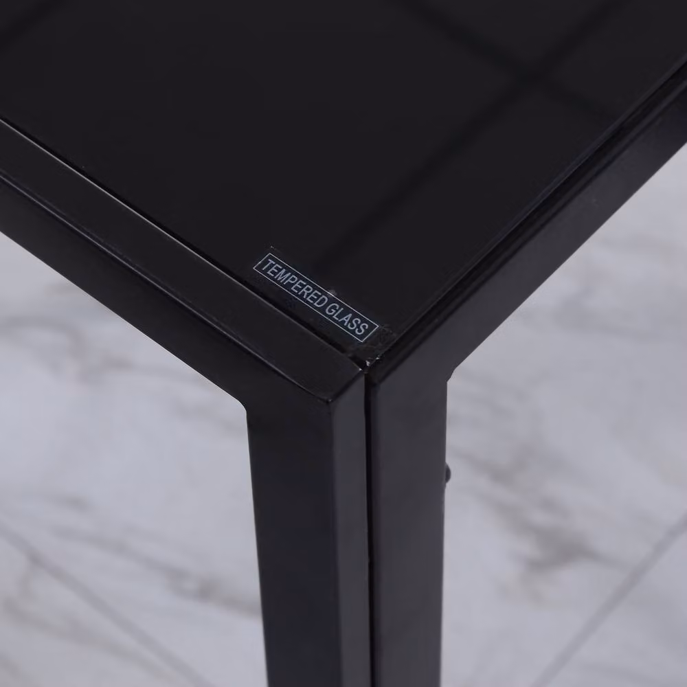 STILVORA Modern Rectangular Dining Table for 4 with Black Glossy Glass Top – 8