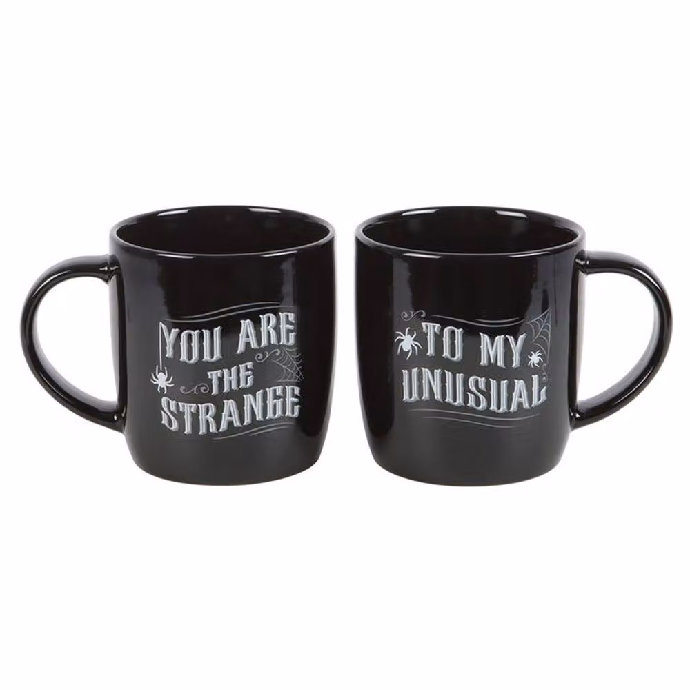 Uniqueful Strange and Unusual Couples Ceramic Mug Set in Black, 2 x 350 ml – 2