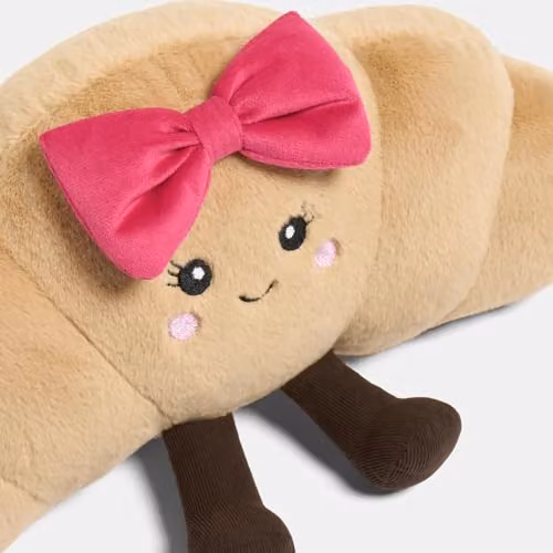 OHS Bow Croissant Plush Decorative Pillow in Pink, 35 x 18 cm – 3