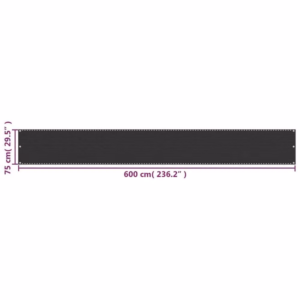 Berkfield Home Semi-Transparent HDPE Balcony Screen, Anthracite Black, W: 600 cm, H: 75 cm – 3