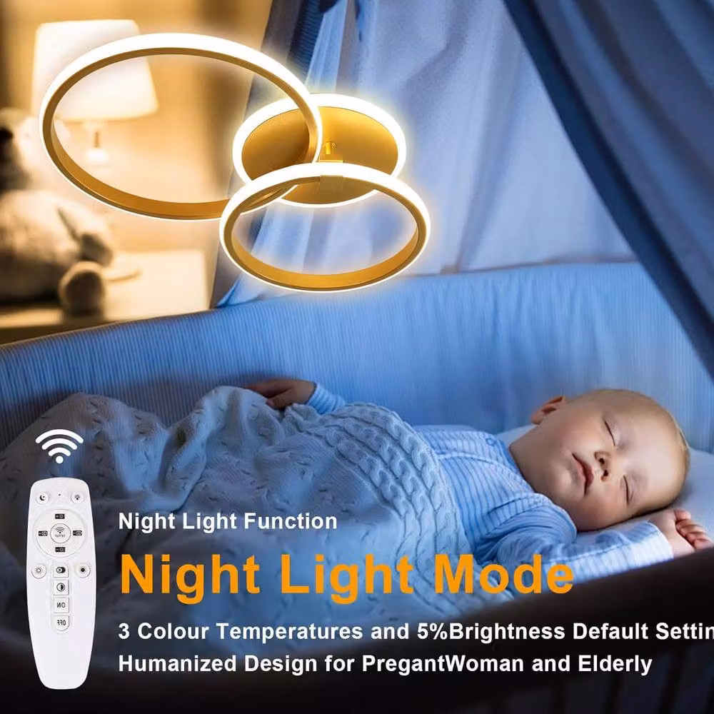 Goeco Modern Round LED Ceiling Light, 42W Dimmable with Remote Control, Gold – 3