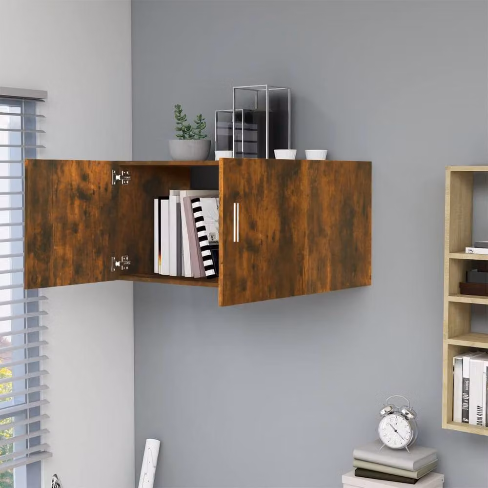 Berkfield Home Wall Mounted Smoked Oak Cabinet in Brown, W/D/H: 80 x 40 x 39 cm – 2