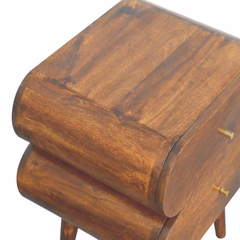 Wyld Haus Brescia Bubble Chestnut Mango Wood Bedside Table in Brown – 5
