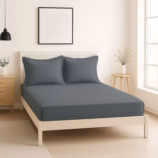 Snug City Grey Cotton 200 Thread Count Pillowcase Pair with Envelope Closure, W: 48 cm x L: 74 cm