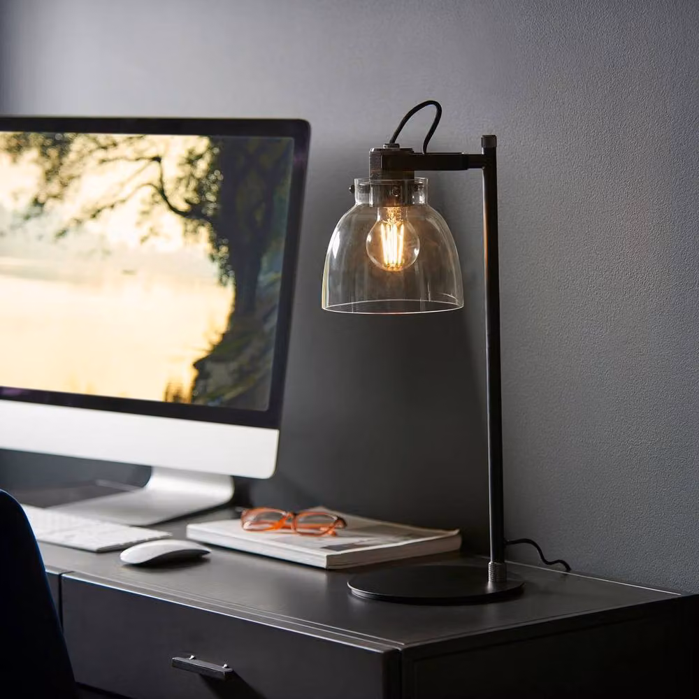 Netlighting Urban Adjustable Desk Task Lamp with Smokey Grey Tinted Glass and Black Chrome Metal Base, E27 – 2