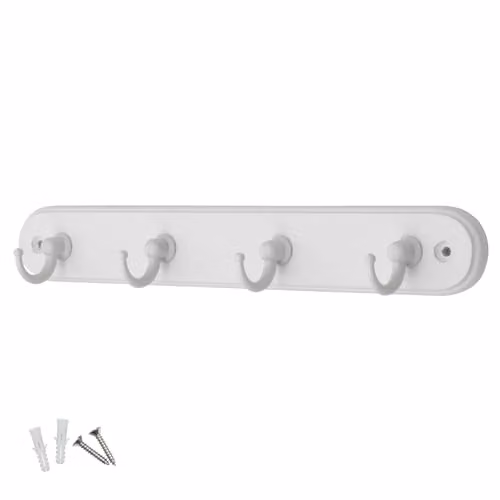 Keypak 4-Hook Wall-Mounted Key Tidy Organiser in White – 1