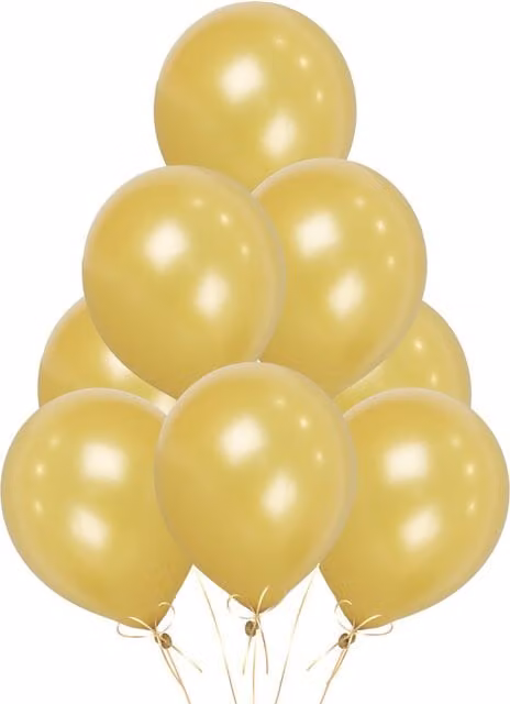 Shatchi Metallic Gold Round Latex Balloons, 10 Pieces