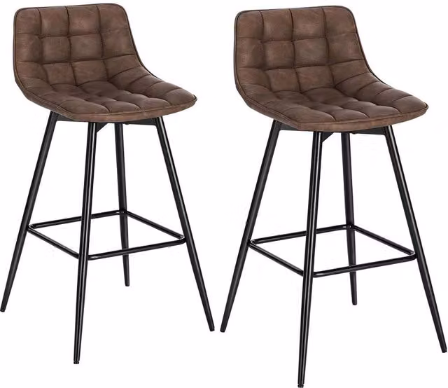 SPETLEK Modern Swivel Bar Stools Set of 2 in Brown Faux Leather – 1