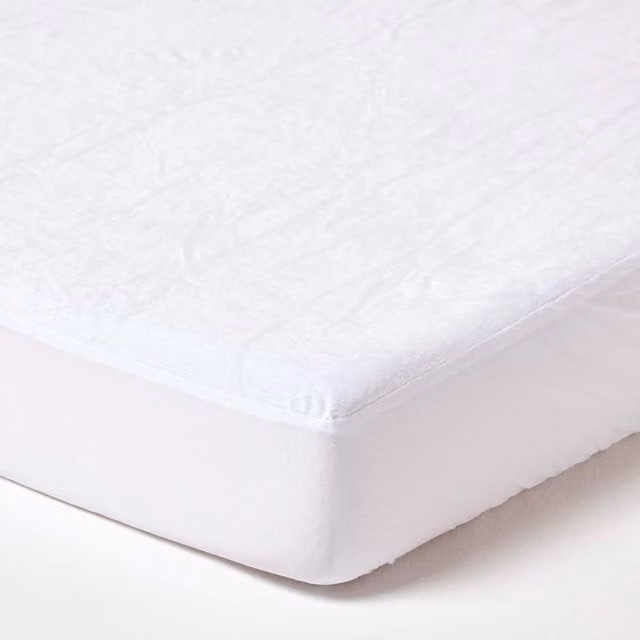 Homescapes Waterproof Terry Towelling Mattress Protector, White, W/D/H: 120 x 200 cm