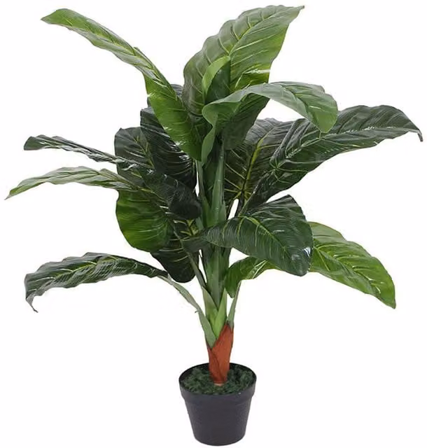 Extra Large Artificial Green Colocasia Elephant Ear Plant in a Potted Freestanding Design