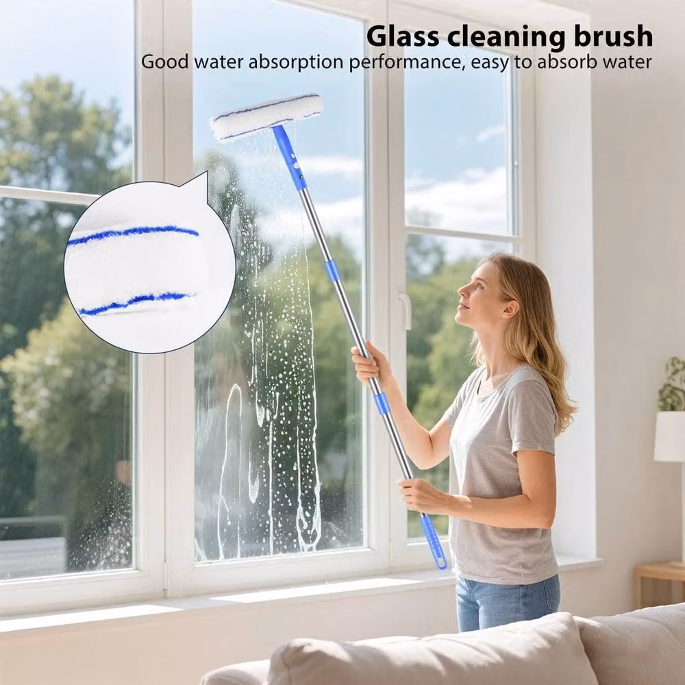 Havendro Window Cleaning Mop and Squeegee Set in Blue with Microfibre and Rubber Components – 2