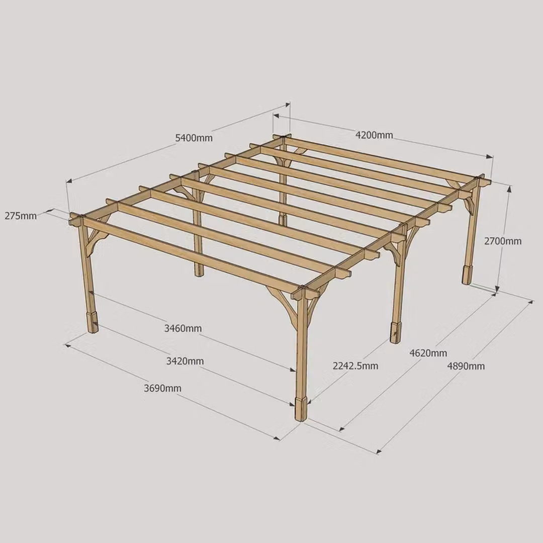 Rutland County Garden Furniture Ltd Premium 6 Post Wood Pergola in Light Green, W: 540 cm, D: 420 cm, H: 270 cm – 4