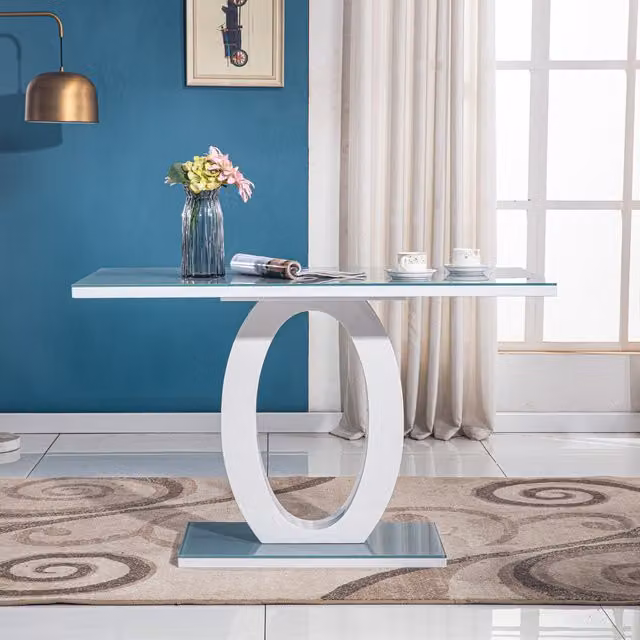 Modernique Giulia Rectangular Grey Tempered Glass Dining Table