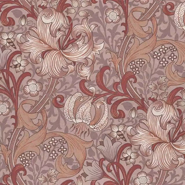 House of Hackney Golden Lily Tourmaline Wallpaper Sample, Multicolour, Art Nouveau Floral and Botanical Design, H 42.0 cm x W 29.7 cm