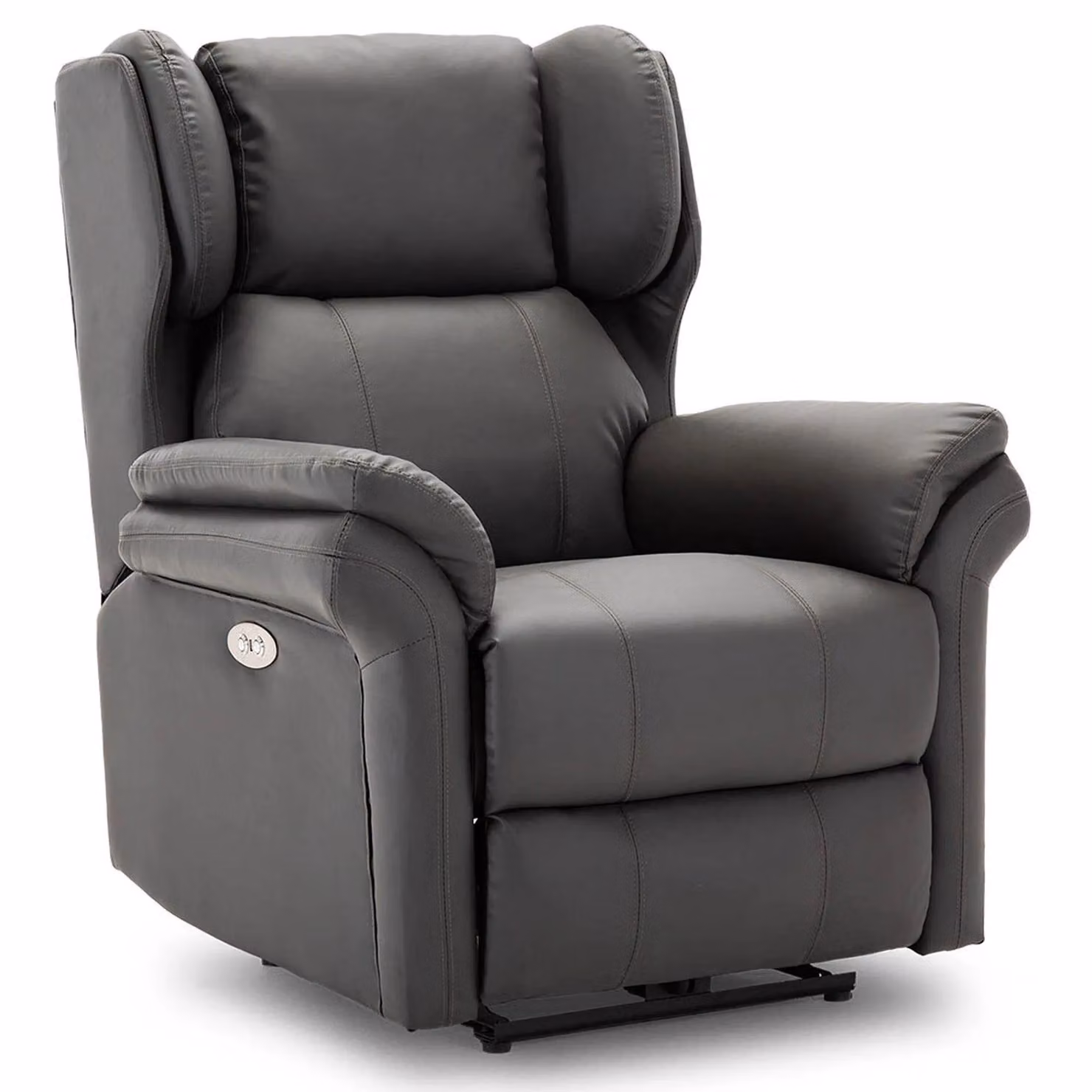 More4Homes Grey Bonded Leather Electric Wingback Recliner Chair with Integrated USB Port – 2