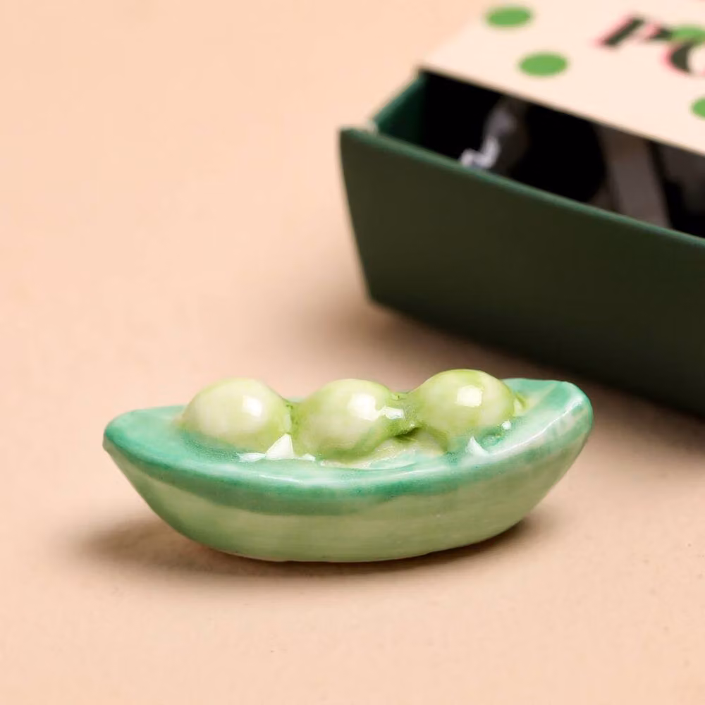 Lisa Angel Ceramic Peas In A Pod Matchbox Token Ornament in Green and Pink – 2