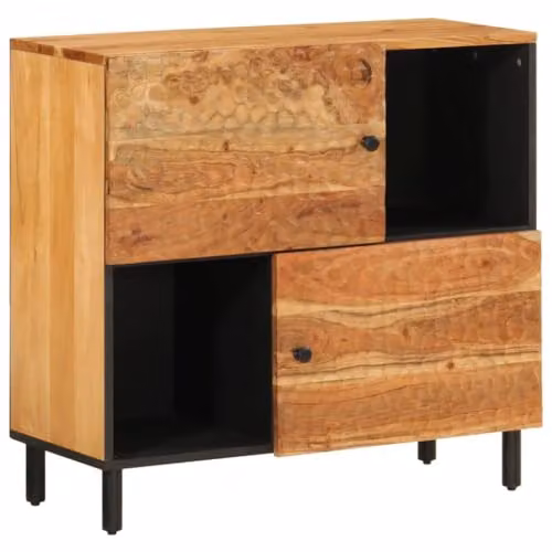 vidaXL Modern Side Cabinet in Natural Brown Acacia Wood and Metal, W: 80 cm, D: 33 cm, H: 75 cm – 1