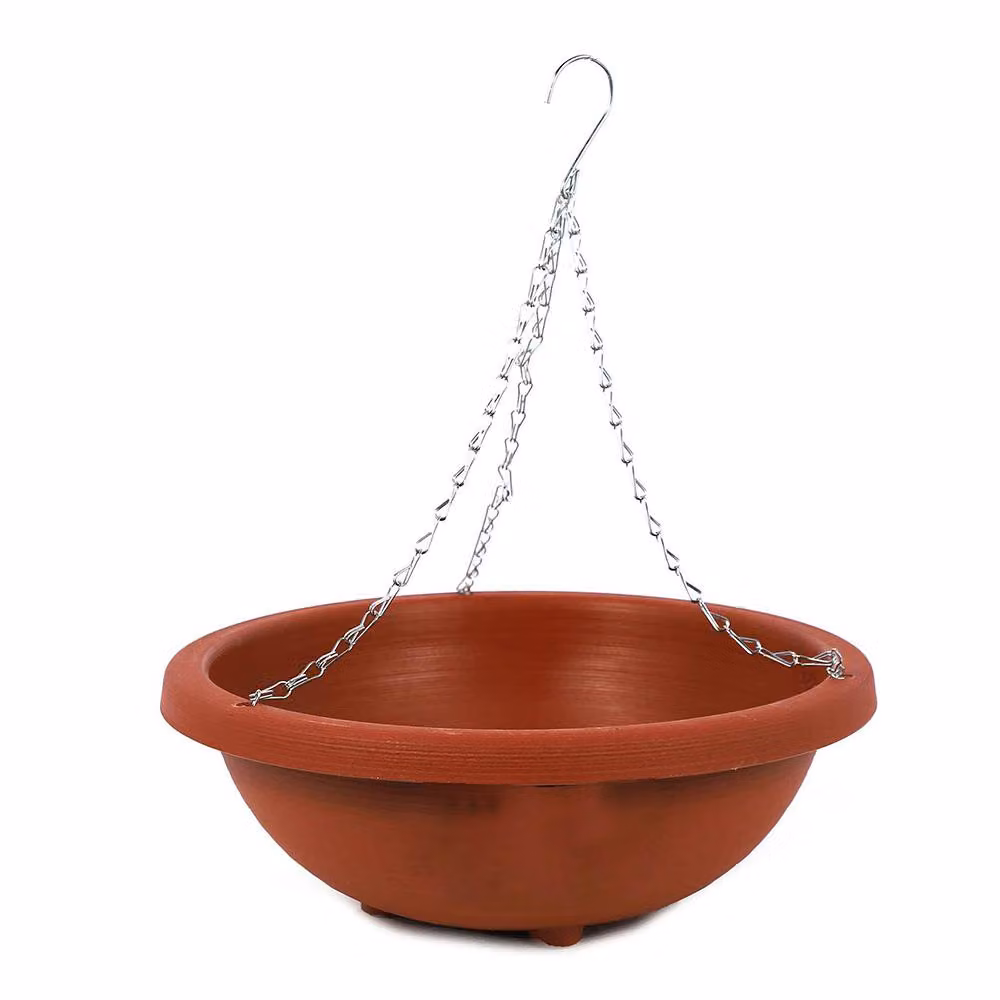 Voltico Extra Large Hanging Basket Planter in Terracotta with Silver Chain and Hook, Diameter: 38.1 cm – 2