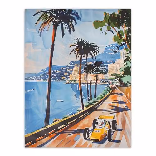 Artery8 Monaco 1973 Vintage Motor Sport Race Watercolour Wall Art Poster Print, Multicolour, W: 45.7 x H: 61.0 cm – 1
