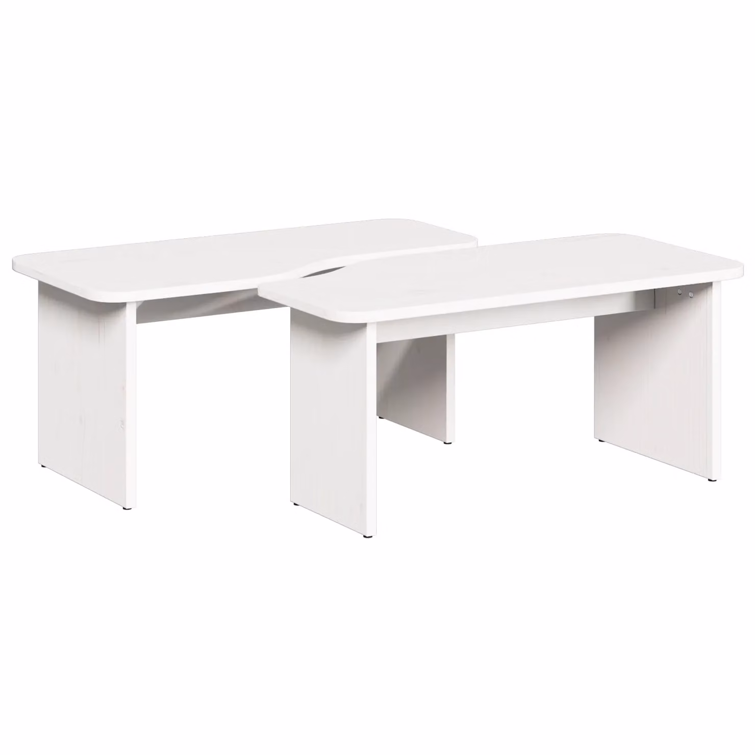 Berkfield Home Set of 2 White Solid Pine Wood Rectangular Nested Coffee Tables – 2